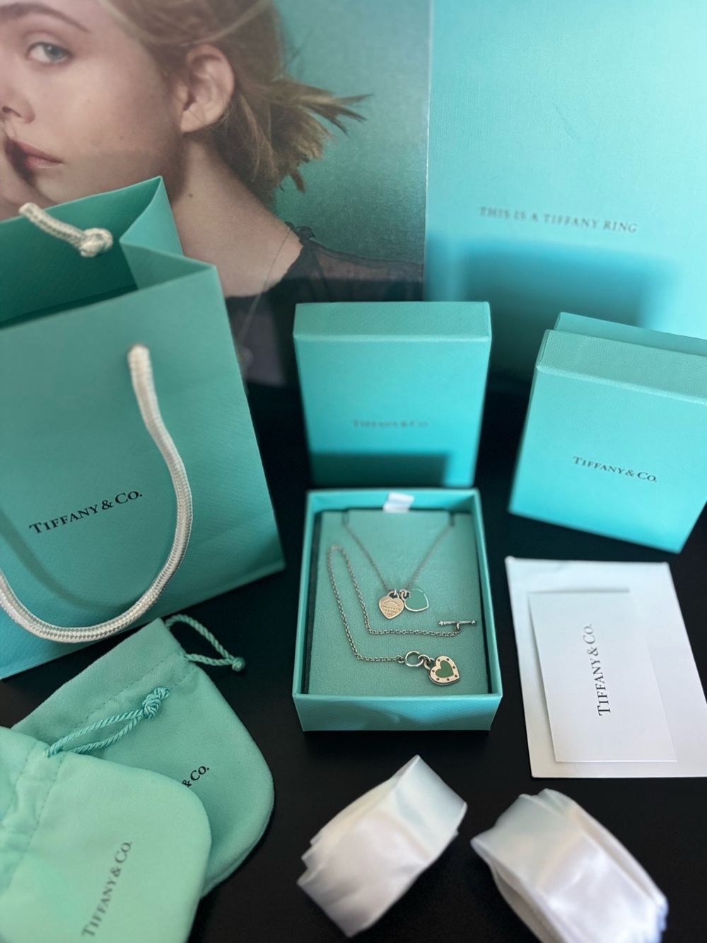Return to Tiffany Blue Double Heart Pendant in Silver, Mini & Toggle Bracelet
